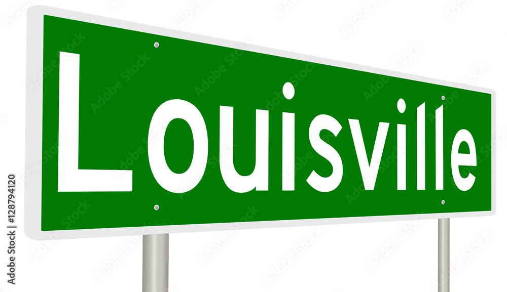 A 3d rendering of a highway sign for Louisville, Kentucky A 3d rendering of a highway sign for Louisville, Kentucky