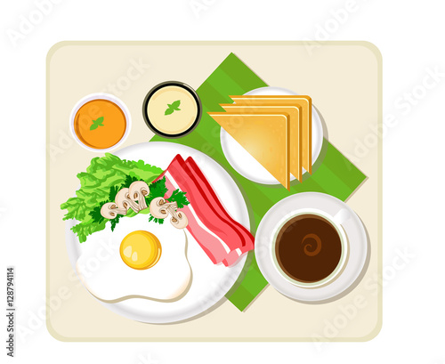 breackfast menu pizza eggs coffee