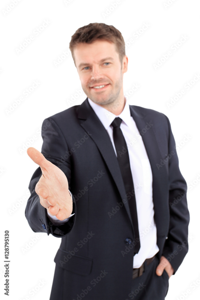 Portrait of a successful man giving a hand Portrait of a successful man giving a hand