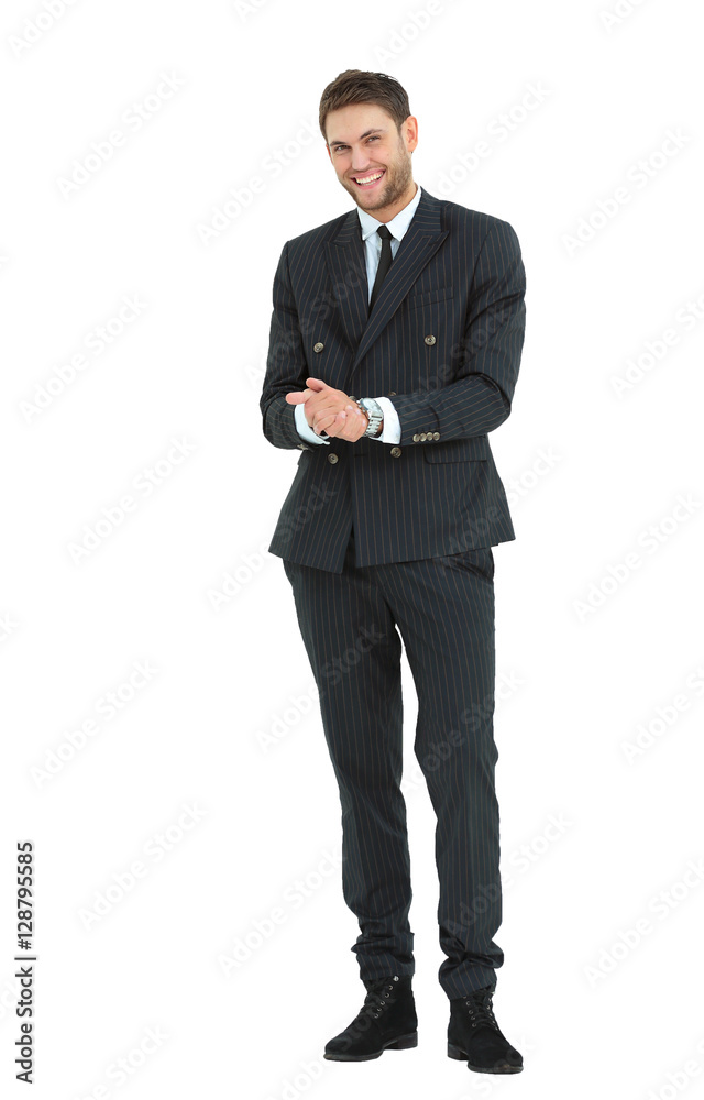 full body picture of a business man with arms crossed on white background full body picture of a business man with arms crossed on white background