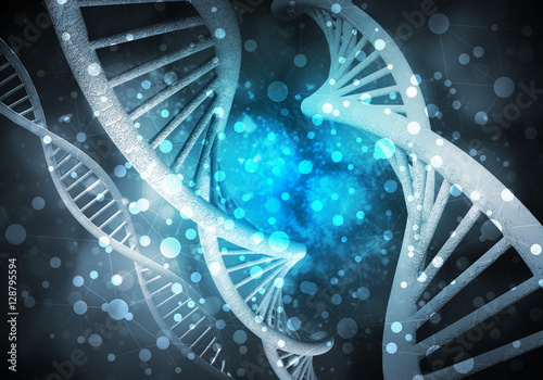 DNA molecules background, 3D rendering