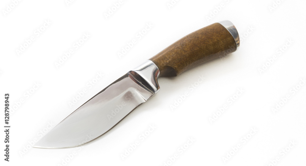 Beautiful hunting knife against a white background Beautiful hunting knife against a white background