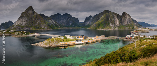 Panorama of the Lofoten Islands Hamnøya, Olenilsøya, and Sakri