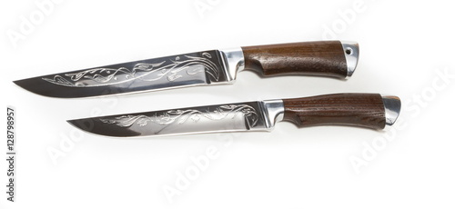 Beautiful hunting knife against a white background