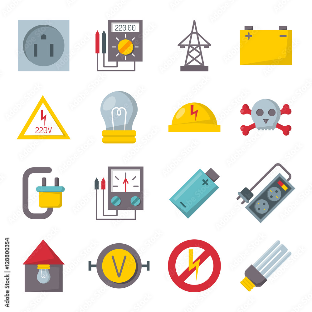 Electricity icons vector set. Electricity icons vector set.
