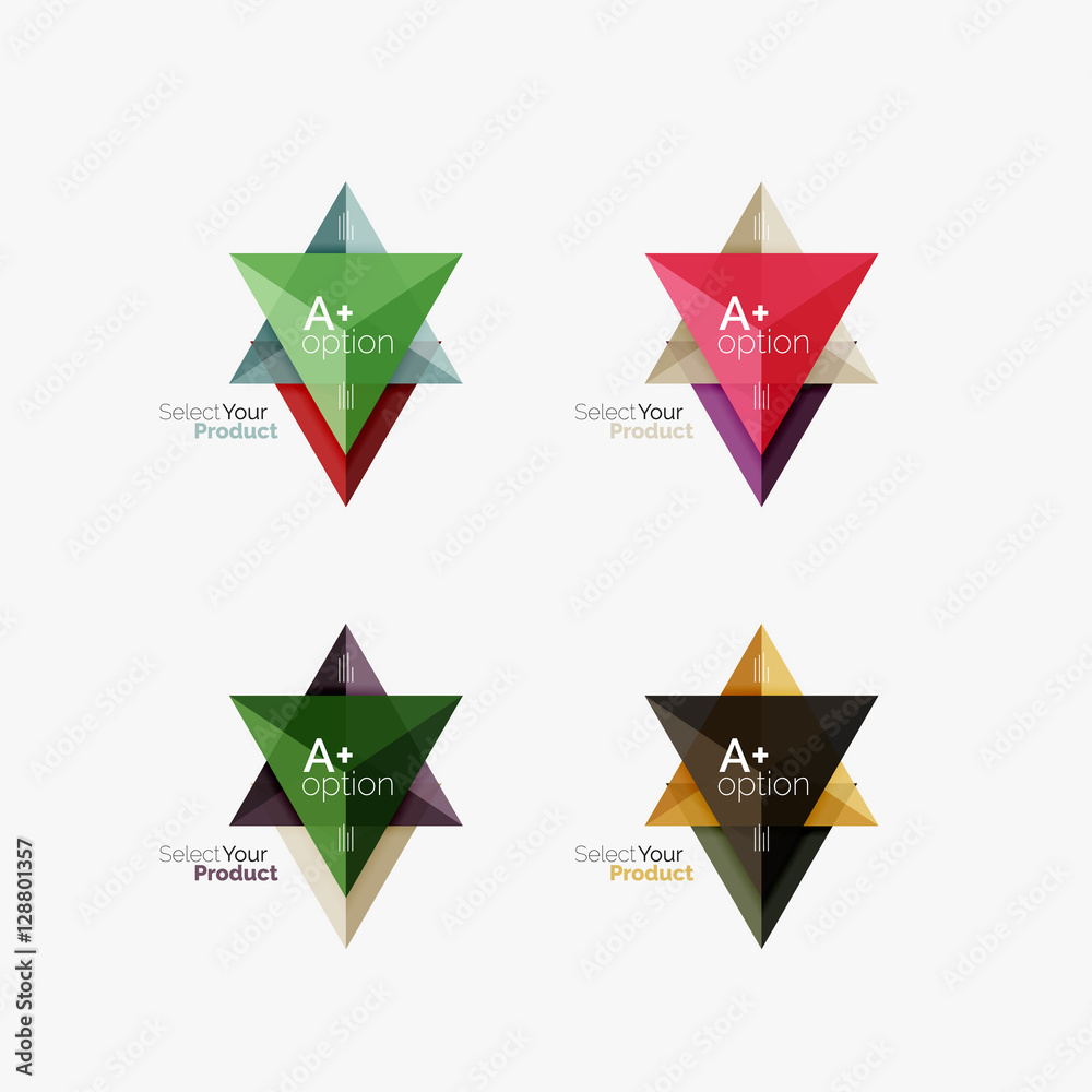 Set of triangle infographic layouts with text and options Set of triangle infographic layouts with text and options