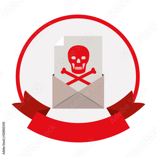 Envelope and skull icon. Security system warning protection and danger theme. Isolated design. Vector illustration