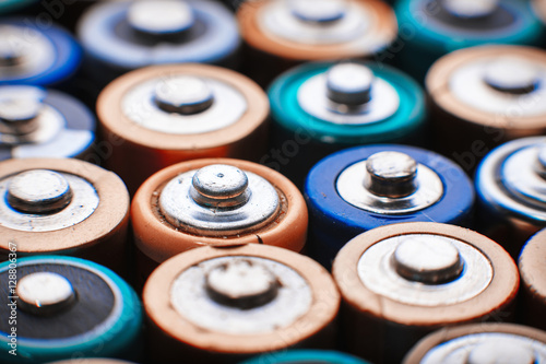 Energy abstract background of colorful batteries.