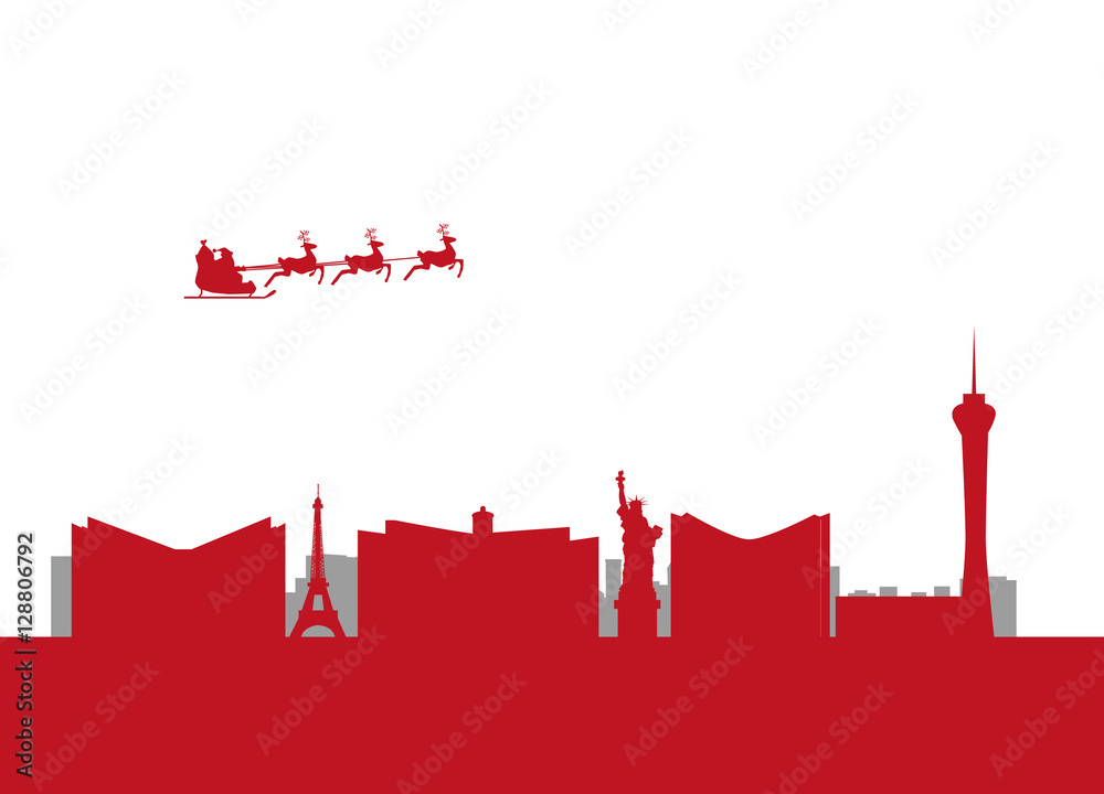santa flying around Las Vegas