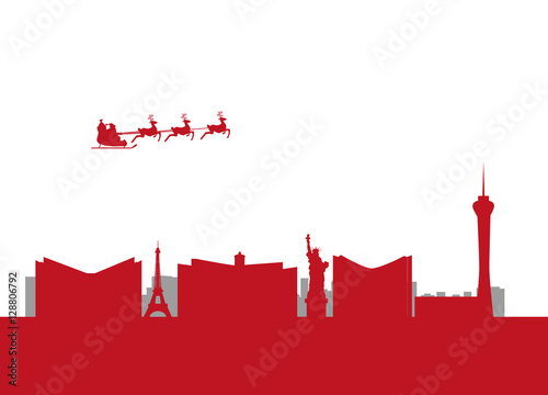 Obraz na płótnie santa flying around Las Vegas w salonie