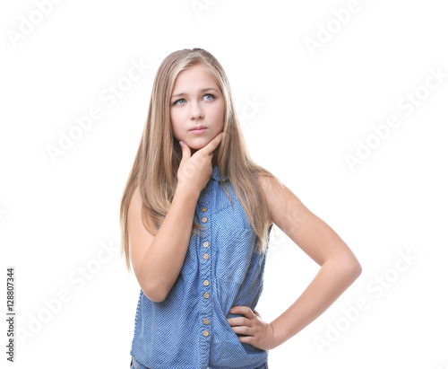 Thoughtful teenager girl is...