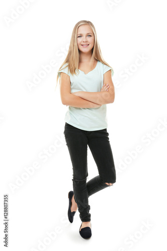 Pretty teenager girl in cas...