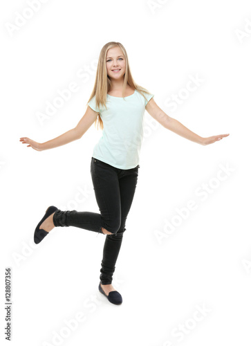 Pretty teenager girl in cas...