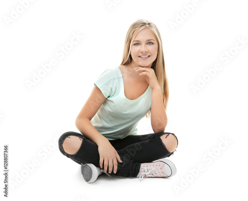 Pretty teenager girl in cas...