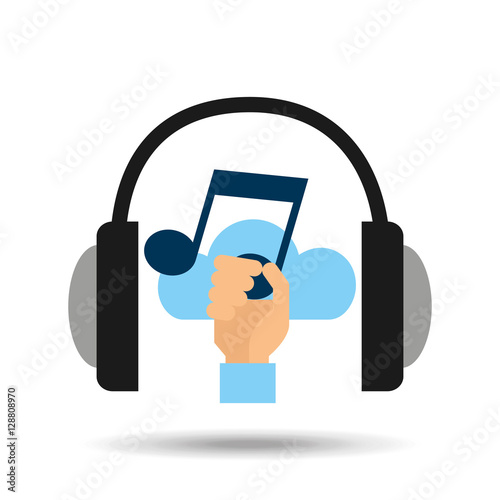 music online cloud headphone audio note vector illustration eps 10