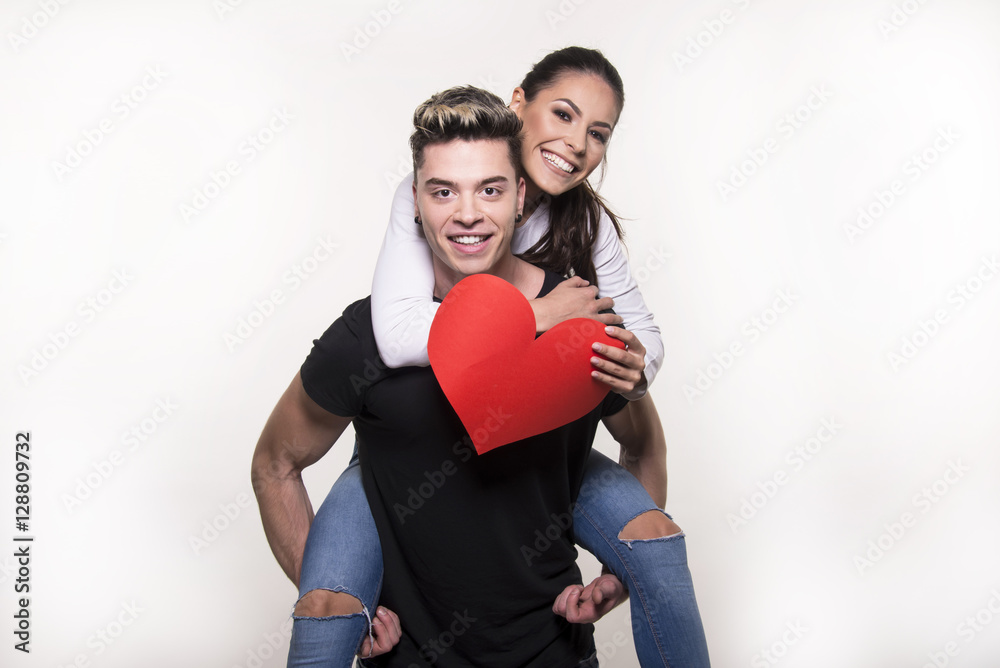 beautiful young couple celebrating valentine's day and love