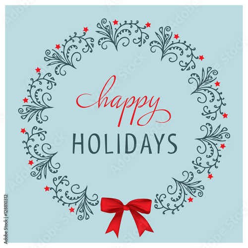 Christmas Card design. Happy Holidays. Hand drawn vector illustration.