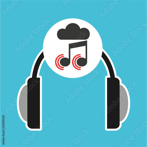 music online cloud headphone note sound vector illustration eps 10