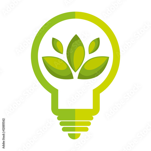 bulb energy with leafs ecology vector illustration design