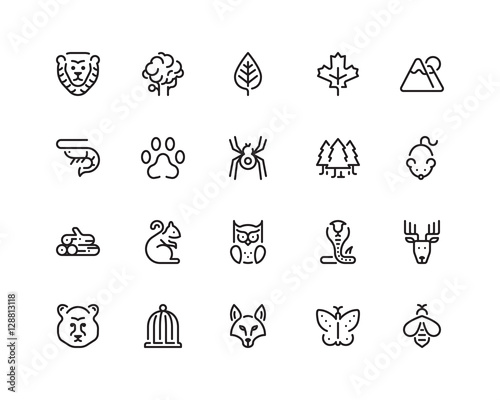 Nature outline style icon set