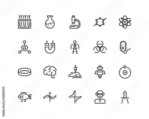 Science outline style icon set