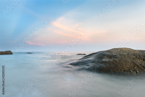Sea stone and the beautiful  sky background at  HUA HIN  beach Thailand