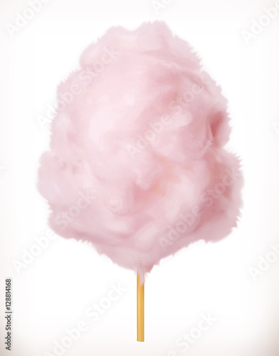 Cotton candy. Sugar clouds. 3d vector icon. Realistic illustration