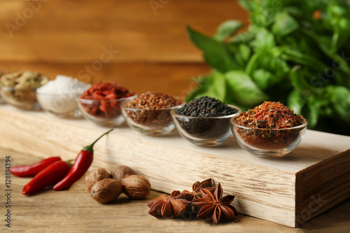 Composition with different spices, closeup