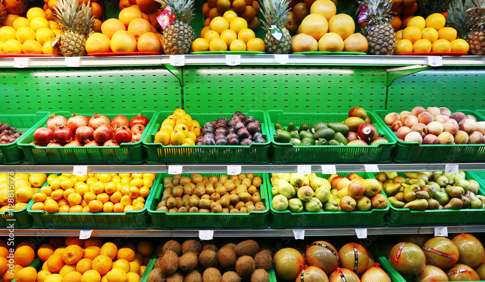 Fresh fruits in supermarket