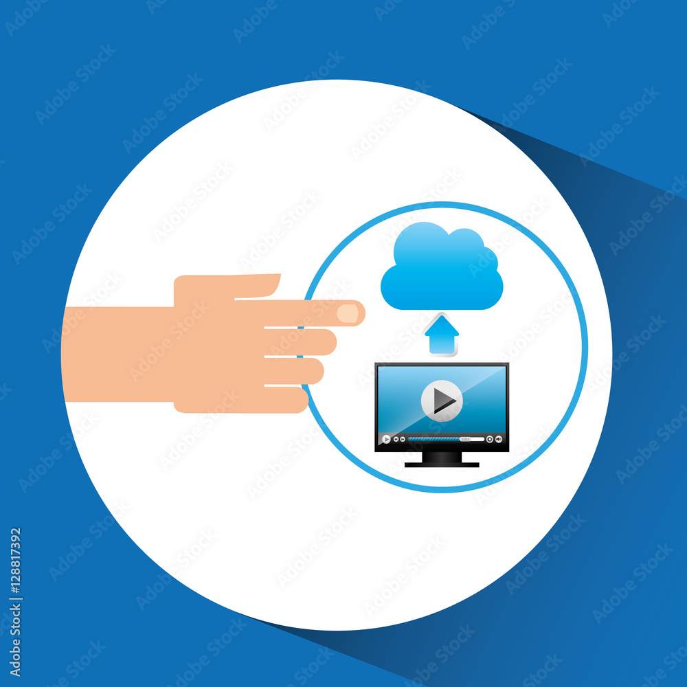 hand gadget player upload cloud video vector illustration eps 10 hand gadget player upload cloud video vector illustration eps 10