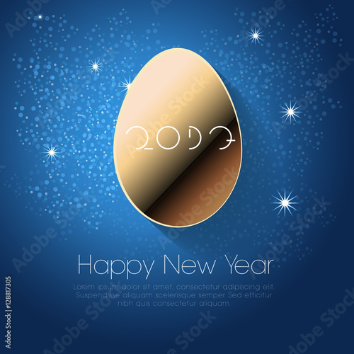 Golden egg on a blue background and the inscription 