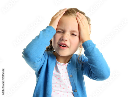 Cute little girl suffering ...