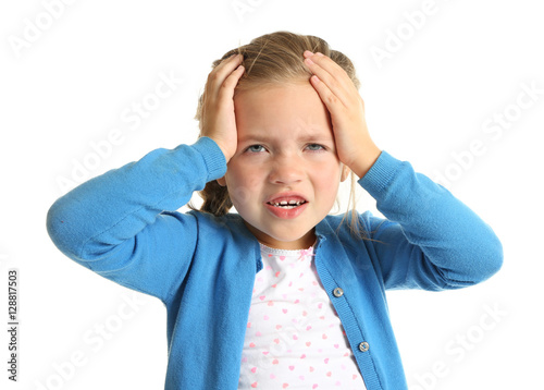 Cute little girl suffering ...