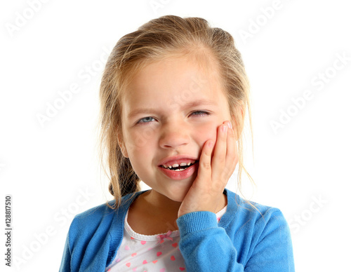 Cute little girl suffering ...