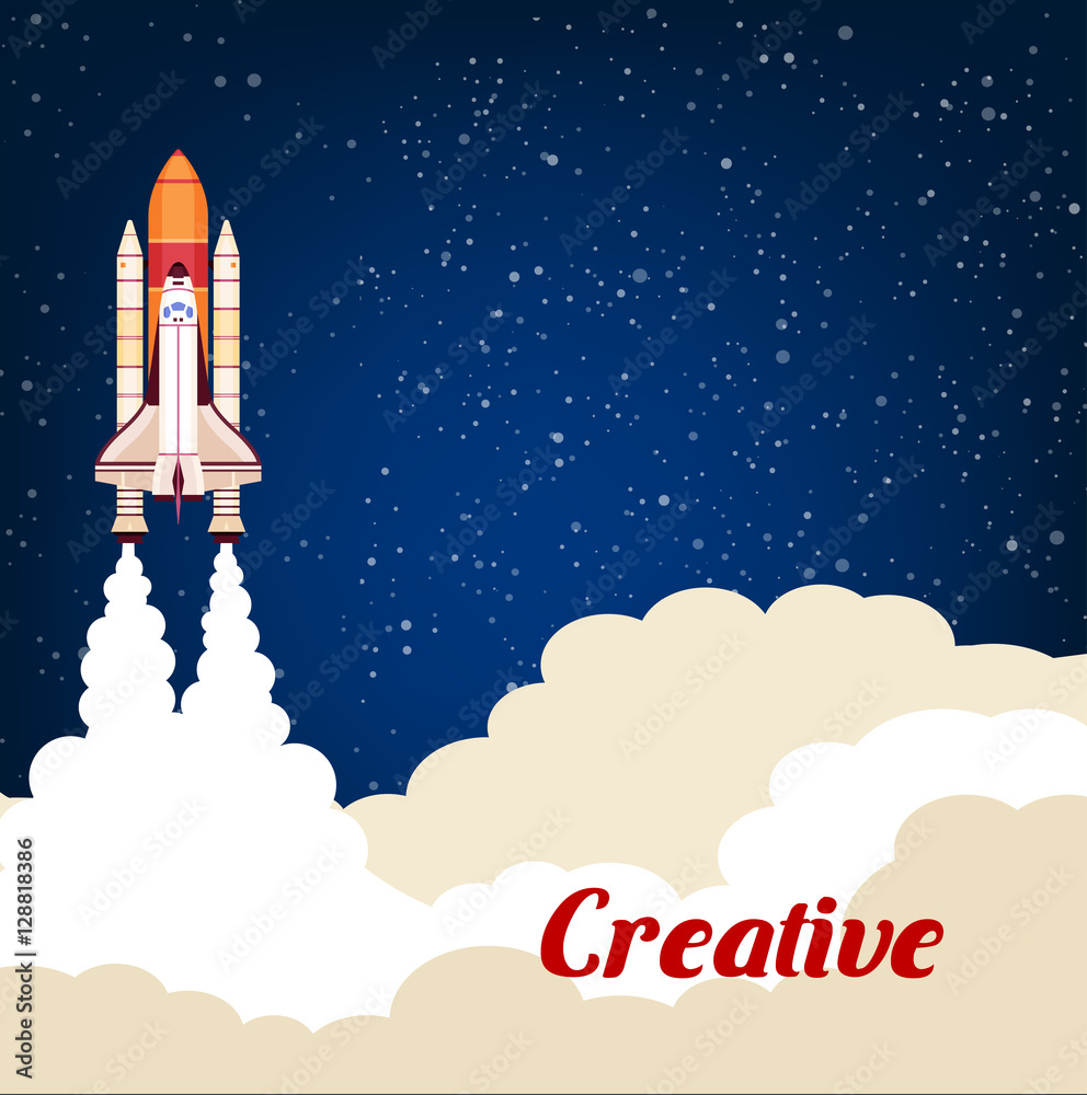 Creative poster with rocket srart launch