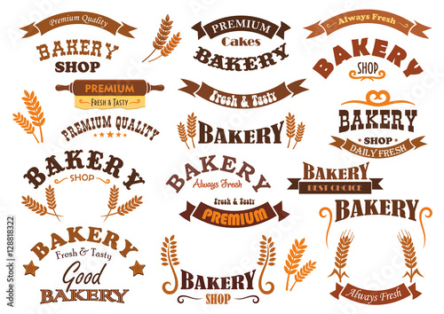 Bakery shop and pastry signs
