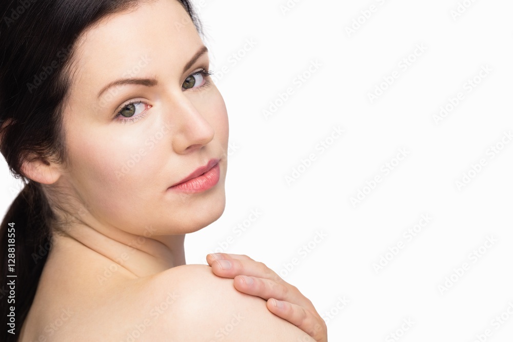 Beautiful woman posing with natural makeup