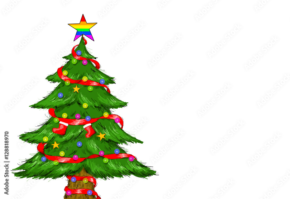 Fototapeta premium Decorated Christmas Tree Gay Pride Rainbow Star