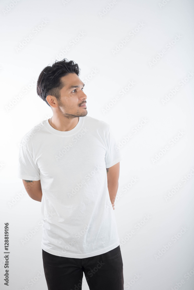 Portrait of happy young man on white background Portrait of happy young man on white background