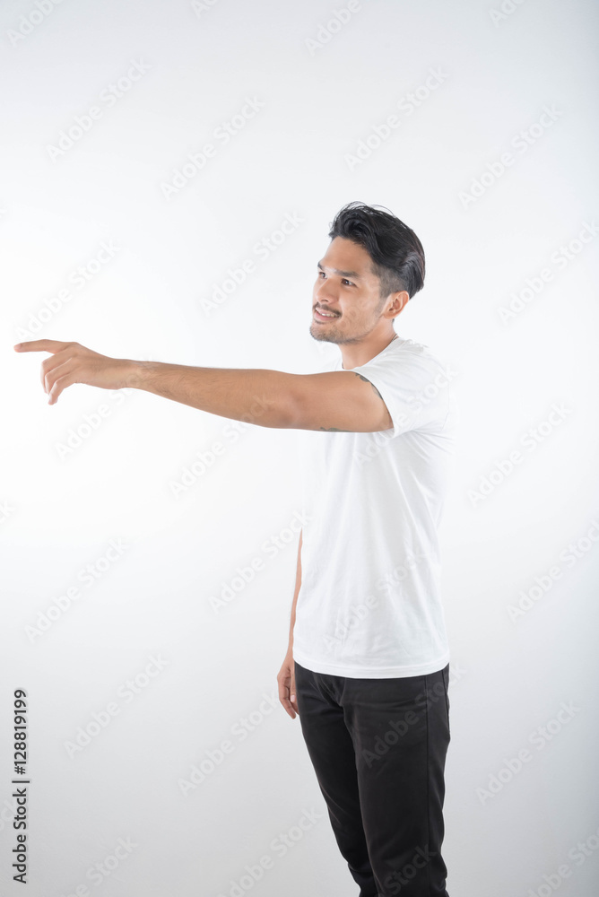Portrait of happy young man on white background Portrait of happy young man on white background