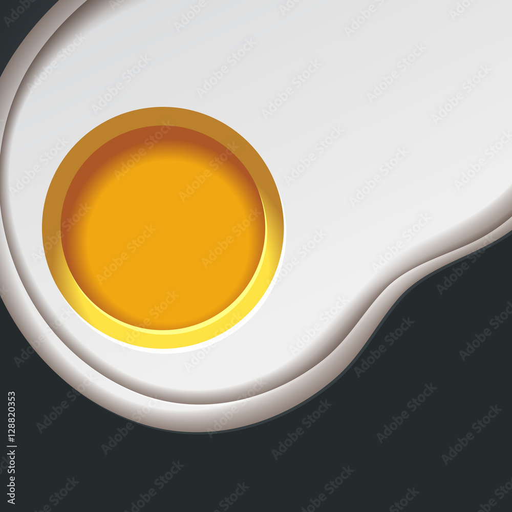 Abstract of fried egg with paper art and carve style Abstract of fried egg with paper art and carve style