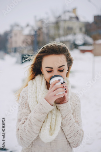 beautiful girl on winter walk © hetmanstock2