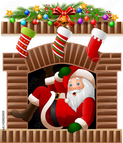 Santa Claus in the fireplace