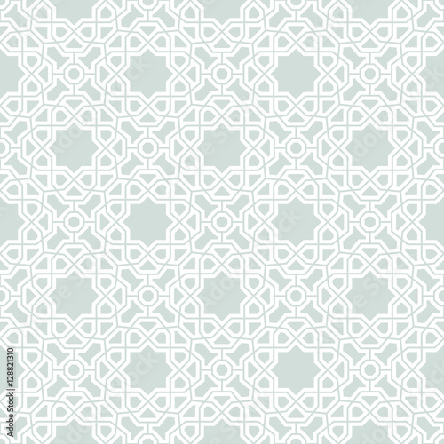 Seamless ornament in arabian style. Pattern for wallpapers and backgrounds. Light blue and white pattern