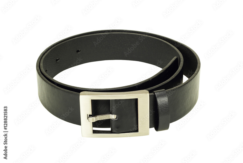 Black men leather belt isolated on white background Black men leather belt isolated on white background