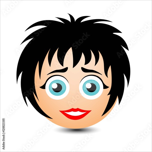 Woman smiles. Girl with short hair. Vector illustration.