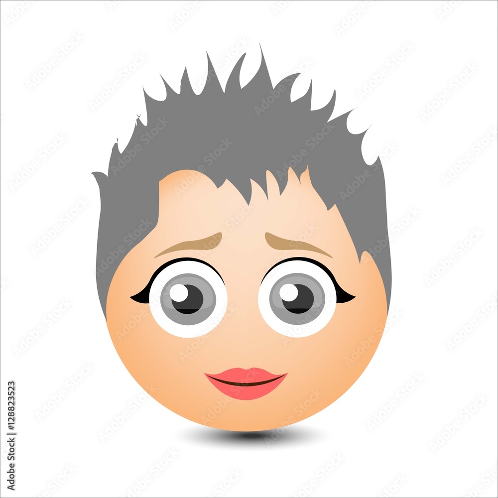 Woman smiles. Girl with short hair. Vector illustration. Woman smiles. Girl with short hair. Vector illustration.