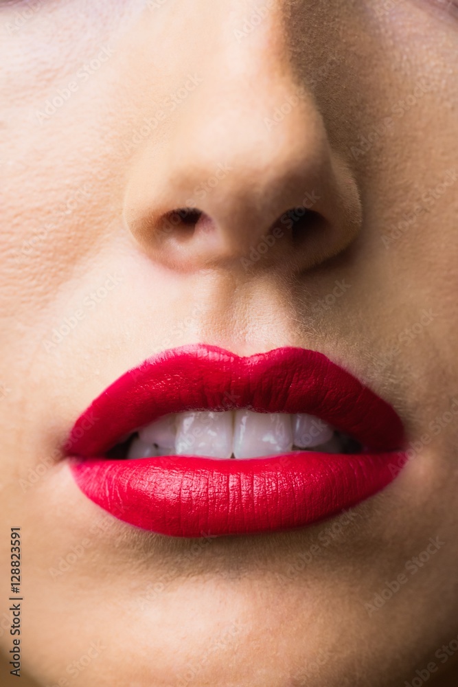 Close up of lips with makeup on them Close up of lips with makeup on them