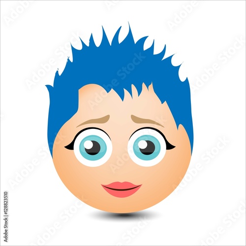 Woman smiles. Girl with short hair. Vector illustration.