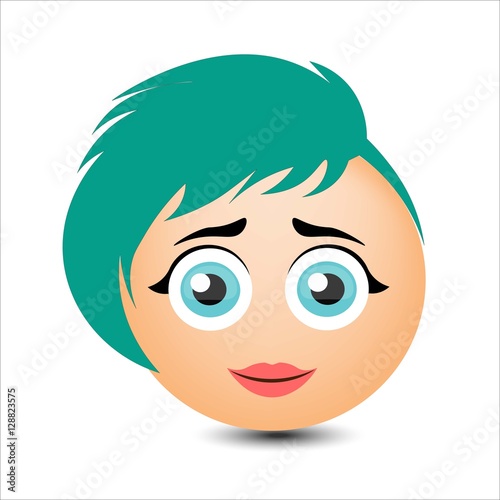 Woman smiles. Girl with short hair. Vector illustration.